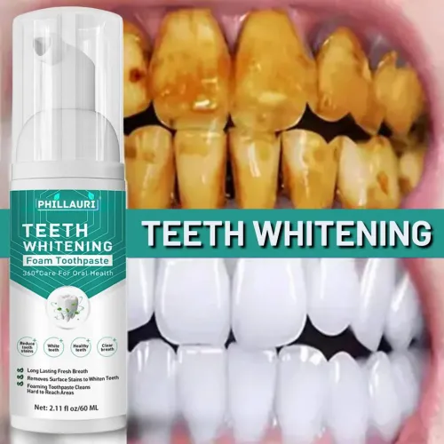 Image of Phillauri Teeth Whitening Mousse Foam To Deeply Cleaning Gums, Stain Removal Toothpaste (60 ml)
