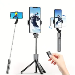 SooPii 3-in-1 Selfie Stick Tripod, 360° Rotation, Extendable & Portable Phone Holder Stand with Detachable Bluetooth Wir