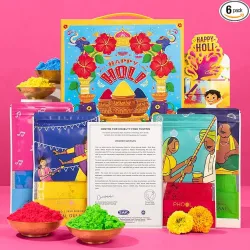 Phool 4 Pack Holi Colour- Party Pack, Pink Blue Green Yellow, 