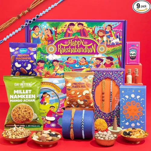 Image of Phool Rakhi Giftbox for Brother & Bhabhi (9-in-1 Combo)