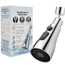 Phueut Kitchen Sink Faucet Extender, Flexible Tap Extension, Easy Access Sprayer, Handheld Steam Cleaner, Pressurized (Black Silver), Standard