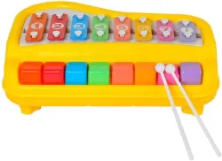 Prince Toys 2 in 1 Piano Xylophone for Kids, Educational Musical Instruments Toyset for Babies, Toddlers Preschoolers, 8 Key Scales in Clear and Crisp Tones with Music Cards Songbook (Yellow...