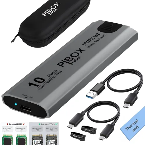 Image of PiBOX NVMe M.2 SSD Enclosure (USB 3.2, Tool-Free, RTL9210 Chip)