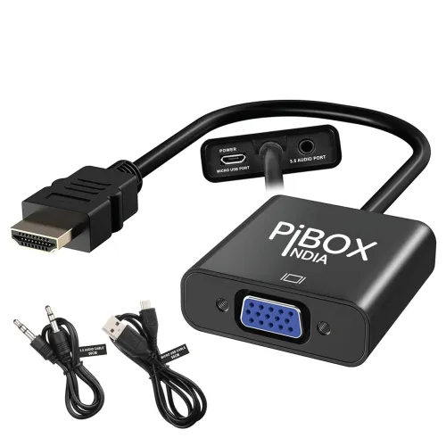 Image of pibox India HDMI to VGA Adapter (Black, PI-633BAP)