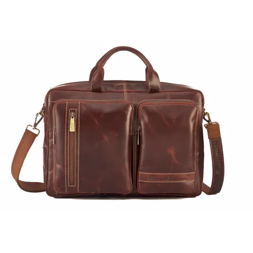 Image of PICCO MASSIMO Leather Laptop Messenger Bag | Stylish Leather Office Bag for Men's and Women | Padded 15.6-inch Laptop Co