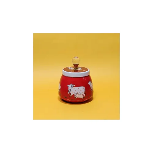 Image of Pichwai Metal Handle Storage Jar 4 Inch