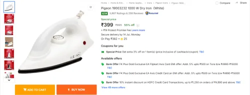 Image of Pigeon 19003232 1000 W Dry Iron