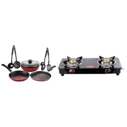 Pigeon 2 burner Gas Stove & Cookware Combo