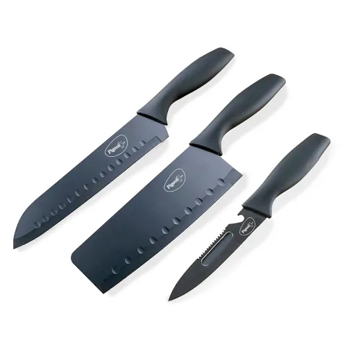 Image of Pigeon by Stovekraft Edge High Grade Stainless Steel 3 Pcs Kitchen Knife Set| Black