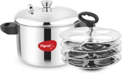 Pigeon Idly Maker Induction and Gastove Compatible 4 Plates Induction & Standard Idli Maker (4 Plates , 16 Idlis )