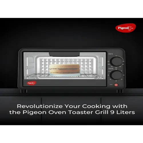 Image of Pigeon Black OTG 9L Stainless Steel & Glass Oven Toaster Grill - 650W