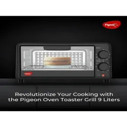 Pigeon Black OTG 9L Stainless Steel & Glass Oven Toaster Grill - 650W