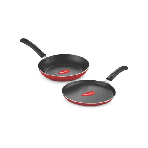Image of Pigeon Aluminium Nonstick Duo Pack Tawa Fry Pan 200 Gift Set (Red)