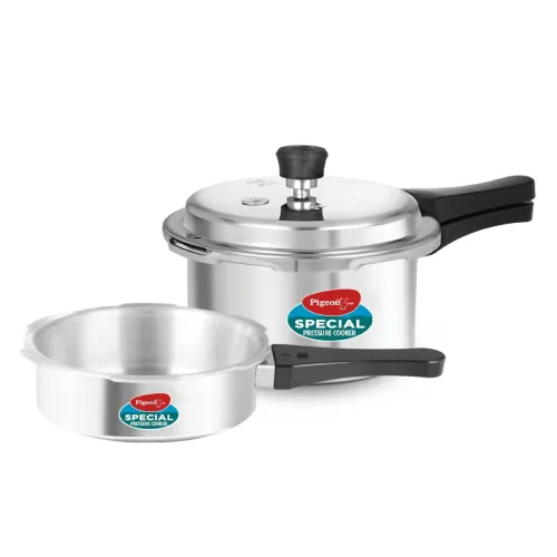 Image of Pigeon Aluminium Outer Lid Pressure Cookers, 2L and 3L, set of 2