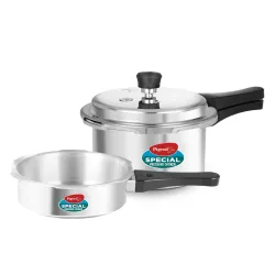 Pigeon Aluminium Outer Lid Pressure Cookers, 2L and 3L, set of 2