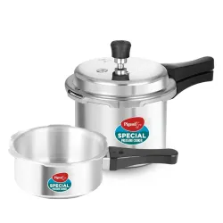 Pigeon Aluminium Pressure Cooker Combo – 2L & 3L, Silver