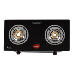 Pigeon Aster Gas Stove 2 Burner (High Powered Brass Burner, Glass Top)