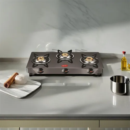 Image of Pigeon Brunet Glass Manual Gas Stove (3 Burners)
