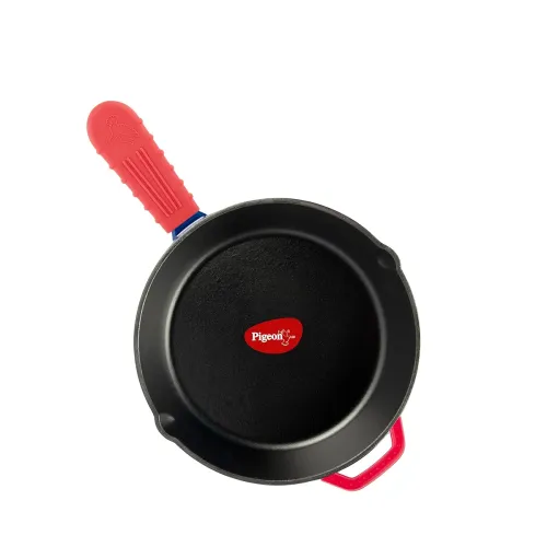 Image of Pigeon by Stovekraft Cast Iron Frying Pan, 20 cm | Enamel Coated | Luxurious Mirror Finish | Toxin-Free | Perfect Crispi