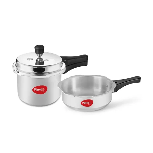 Image of Pigeon By Stovekraft Favourite Aluminium Pressure Cooker Mini Combo with Outer Lid 2, 3 Litre Capacity