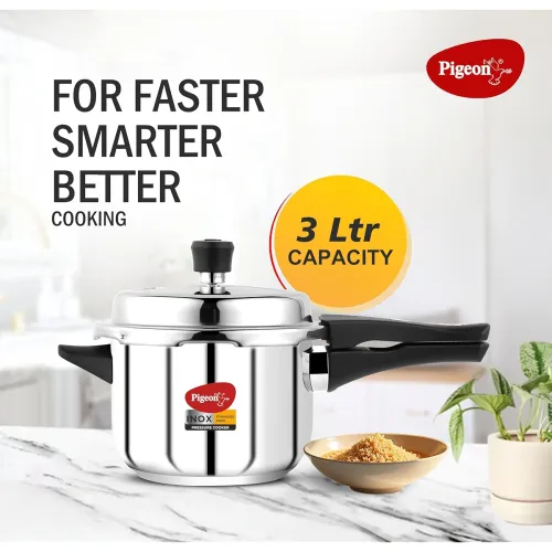 Image of Pigeon By Stovekraft Inox Stainless Steel Pressure Cooker, 3 Liter
