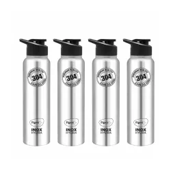 Pigeon by Stovekraft Inox hydra 900ml pack of 4 Stainless Steel Drinking Water Bottle 900ml Flipper Cap - Silver (1 year Warranty)