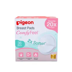 Pigeon Disposable Breast Pads 36 Pcs | Comfy Feel | 2X Softer | Stay Dry Comfort | with Aloe Vera Extract | Leak-Resistant Coverage | Dermatologically Tested | White