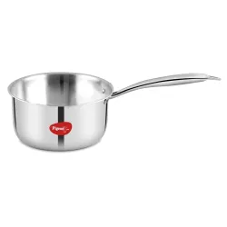 Pigeon Elite Stainless Steel Triply Sauce Pan 16 cm, Gas Stove and Induction Compatible for Fast Cooking and Longer Heat Retention, Along with Even Heat Distribution- Silver