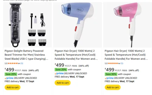 Image of Pigeon Hair Dryer & Household Product 