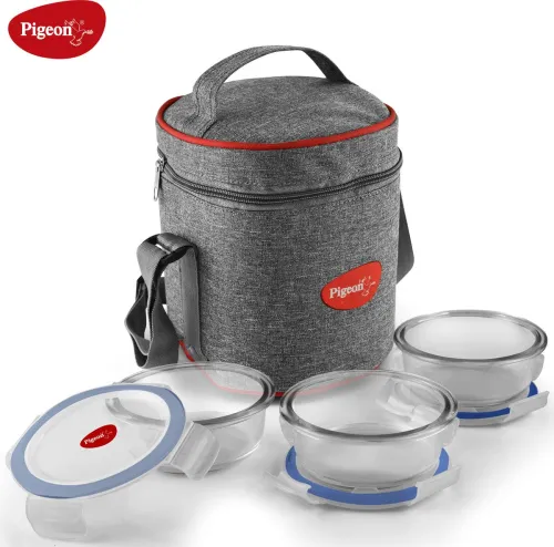 Image of Pigeon Healthy Fresh Borosilicate Glass 3 Containers Lunch Box