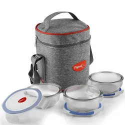 Pigeon Healthy Fresh High Borosilicate Microwavable Lunch Box Set (Set of 3, 400 Ml Each)