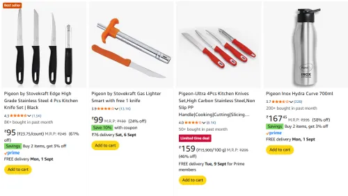 Image of Pigeon Home & Kitchen Products Starting @ ₹95