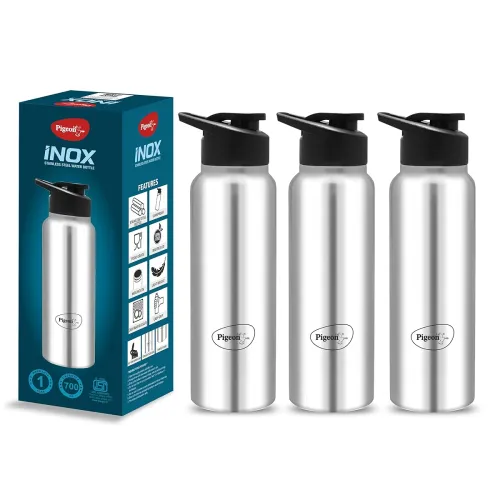 Image of Pigeon Hydra Stainless Steel Drinking Water Bottle Flipper Cap, 0.7 Liters
