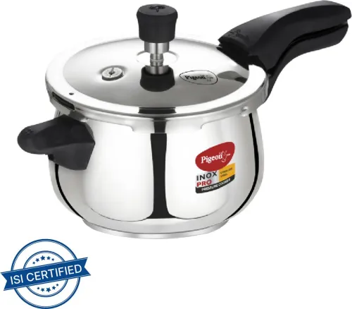Image of Pigeon Inox Pro and 3 L Outer Lid Induction Bottom Pressure Cooker  (Stainless Steel)