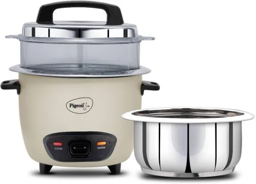 Image of Pigeon Inox Pro 1.8 Single Stainless Steel Pot | Automatic | Food Steamer | Warmer Electric Rice Cooker (1.8 L, Grey)