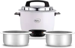 Pigeon Joy 1L Electric Rice Cooker (2 Pots, White)