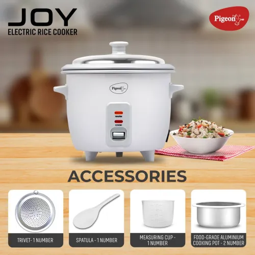 Image of Pigeon Joy 2 Pots Electric Rice Cooker  (0.6 L, White)