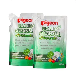 Pigeon Liquid Cleanser for Baby Toys & Vegetables | Gentle Natural Formula | Food-Grade Standard | Fragrance-Neutral | 200 ml Each | Pack of 2 (Refill Pack)