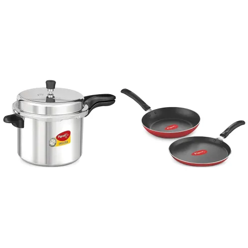 Image of Pigeon Pressure Cooker 7.5 Litres & Nonstick Tawa Fry Pan Set