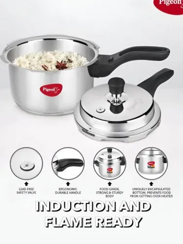 Image of Pigeon Silver Aluminium Non-Stick Pressure Cooker-
