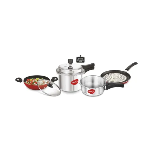 Image of Pigeon Starter Kit of Mini Containing 2 and 3 litre Aluminium Pressure Cooker Outer Lid