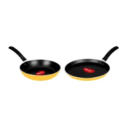 Pigeon Twin Pack Non-Stick Tawa & Fry Pan Cookware Combo - Yellow