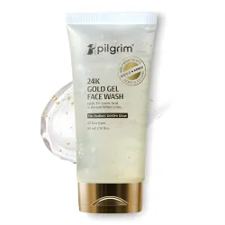 Pilgrim 24k Gold Gel Facewash with Korean White Lotus & Lactic Acid 80ml | Face wash for glowing skin | Reduce dark spot