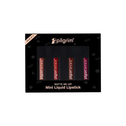 Image of Pilgrim Matte Mini Liquid Lipstick 4 in 1 Pack Smudgeproof, Hydrating & Lightweight (Always on Top, 4 ml)