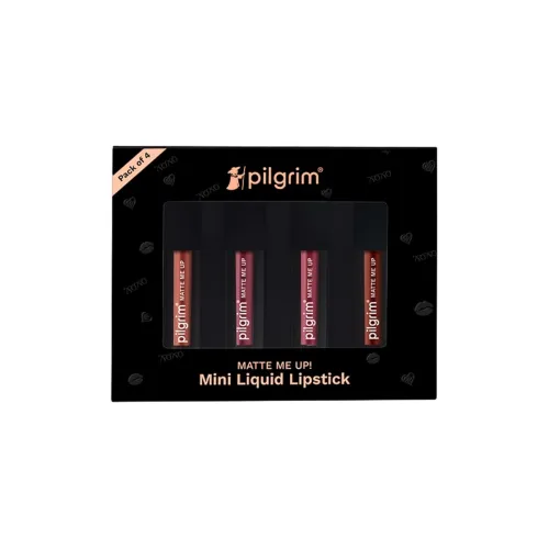 Image of Pilgrim Nude Temptation Mini Liquid Matte Lipstick 4 in 1 Pack Smudgeproof, Hydrating & Lightweight