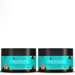 Pilgrim Pack of 2 Face Scrub for De Tan, Exfoliation, Glowing Skin, Blackhead Removal, Dry, Oily, Combination Skin, Men and Women, Vegan, Korean Beauty Secrets, 100g+100g