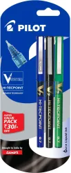 PILOT V7 (1 Blue+ 1 Black+1 Green) Roller Ball Pen (Pack of 3)