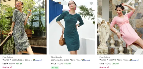 Image of Pina Colada Women A-line Dresses Starting @ ₹399