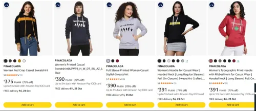 Image of Pina Colada Women Sweatshirts at minimum 70% Discount