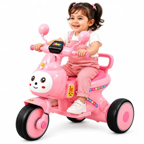 Image of Pink Electric Ride-On for Kids | Battery Powered Toy with LED Lights